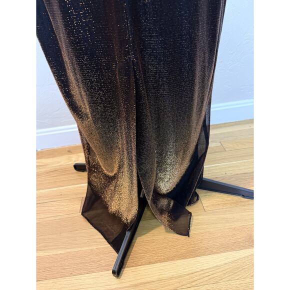 Vintage 90s Y2K Patra Shimmer Slip Brown Prom Dress Gown Ombré Mesh Overlay12 - Picture 8 of 14